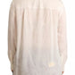 White Blouse Ascot Collar Shirt Silk Button Top