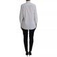 White Cotton Ascot Collar Long Sleeves Top