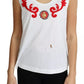 White Cotton Heart Applique Sleeveless Tank Top