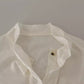 White Patterned Silk Ascot Collar Blouse Top