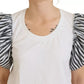 White Striped Short Sleeves Pullover Top