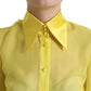 Yellow Long Sleeve Button Down Blouse Top