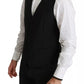 Black Stretch Waistcoat Formal Dress Wool Vest