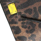 Brown Leopard Leather DG Zip Around Continental Wallet