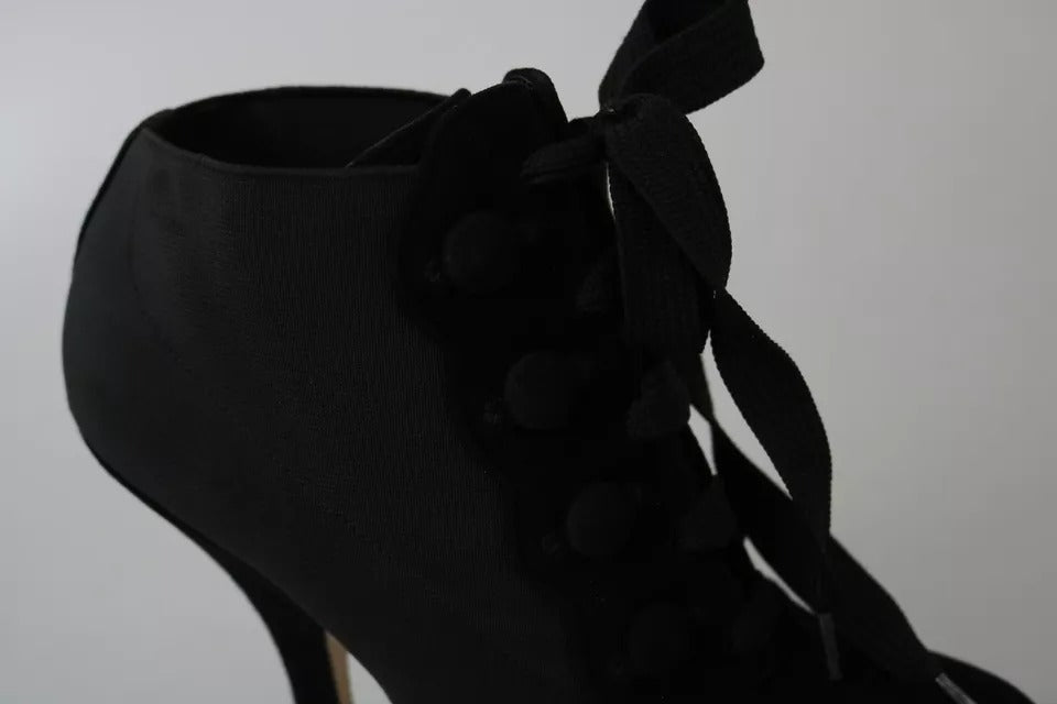 Black Suede Stretch Ankle Boots Booties Shoes