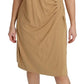 Brown V-neck Shift Knee Length Viscose Dress