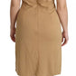 Brown V-neck Shift Knee Length Viscose Dress