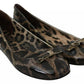 Brown Leopard Ballerina Flats Leather Shoes