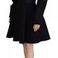 Black Long Sleeves A-line Mini Cotton Dress