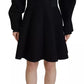 Black Long Sleeves A-line Mini Cotton Dress