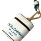 White Blue Calf Leather Logo Print Strap Airpods Case
