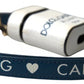 White Blue Calf Leather Logo Print Strap Airpods Case