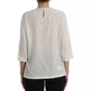 White Silk Crystal 3/4 Sleeves Blouse Top