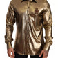 Metallic Gold DG Embroidered Crown Silk Top Shirt