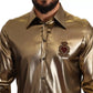 Metallic Gold DG Embroidered Crown Silk Top Shirt