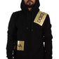 Black Gold Hooded Cotton Mens Pullover Sweater