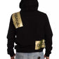 Black Gold Hooded Cotton Mens Pullover Sweater