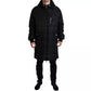 Black Nylon Hooded Parka Coat Winter Jacket