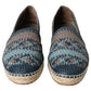 Blue Gray Woven Leather Buffalo Espadrille Shoes