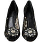 Black Taormina Lace Crystal Heel Pumps Shoes