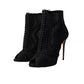 Black Tulle Stiletto Heels Short Boots Shoes