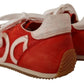 Red White Leather Mens Logo Casual Sneakers Shoes