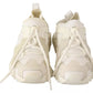 White Fabric Suede Sorrento Lace Up Sneakers Shoes