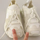 White Fabric Suede Sorrento Lace Up Sneakers Shoes