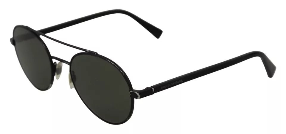 Matte Black Steel Frame Green Lens DG2245 Sunglasses