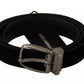 Black Velvet Silver Tone Metal Buckle Belt