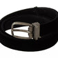 Black Velvet Silver Tone Metal Buckle Belt