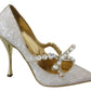 White Crystal Bow Pearl Mary Jane Pumps Shoes