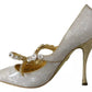 White Crystal Bow Pearl Mary Jane Pumps Shoes