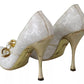 White Crystal Bow Pearl Mary Jane Pumps Shoes