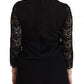 Black Lace Long Sleeve Blouse Nylon Top