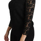 Black Lace Long Sleeve Blouse Nylon Top