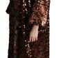 Multicolor Sequined Long Coat Jaquard Jacket