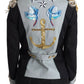 Blue Button Crystal Embellished Cotton Jacket