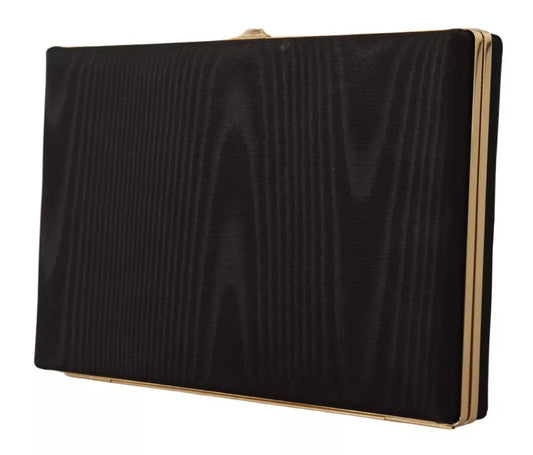 Black Silk Gold Frame Clutch Evening Party Purse Bag