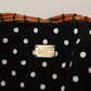 Black Beige Straw Basket Tote Pom Pom Crystals Bag