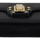 Black Leather Gold Metal Mini Women Purse Bag Lucia Wallet