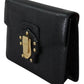 Black Leather Gold Metal Mini Women Purse Bag Lucia Wallet