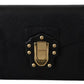 Black Leather Gold Metal Mini Women Purse Bag Lucia Wallet