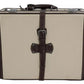 Brown Beige Leather Mens Travel Suitcase Luggage Bag