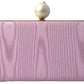 Pink Silk Gold Frame Clutch Evening Party Purse Bag