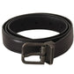 Black Calf Leather Antique Buckle Men Belt