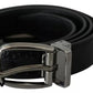 Black Leather Silver Metal Buckle Classic Belt