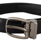 Black Classic Leather Chrome Metal Buckle Belt