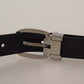 Black Classic Leather Chrome Metal Buckle Belt