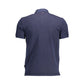 Blue Cotton Men Polo